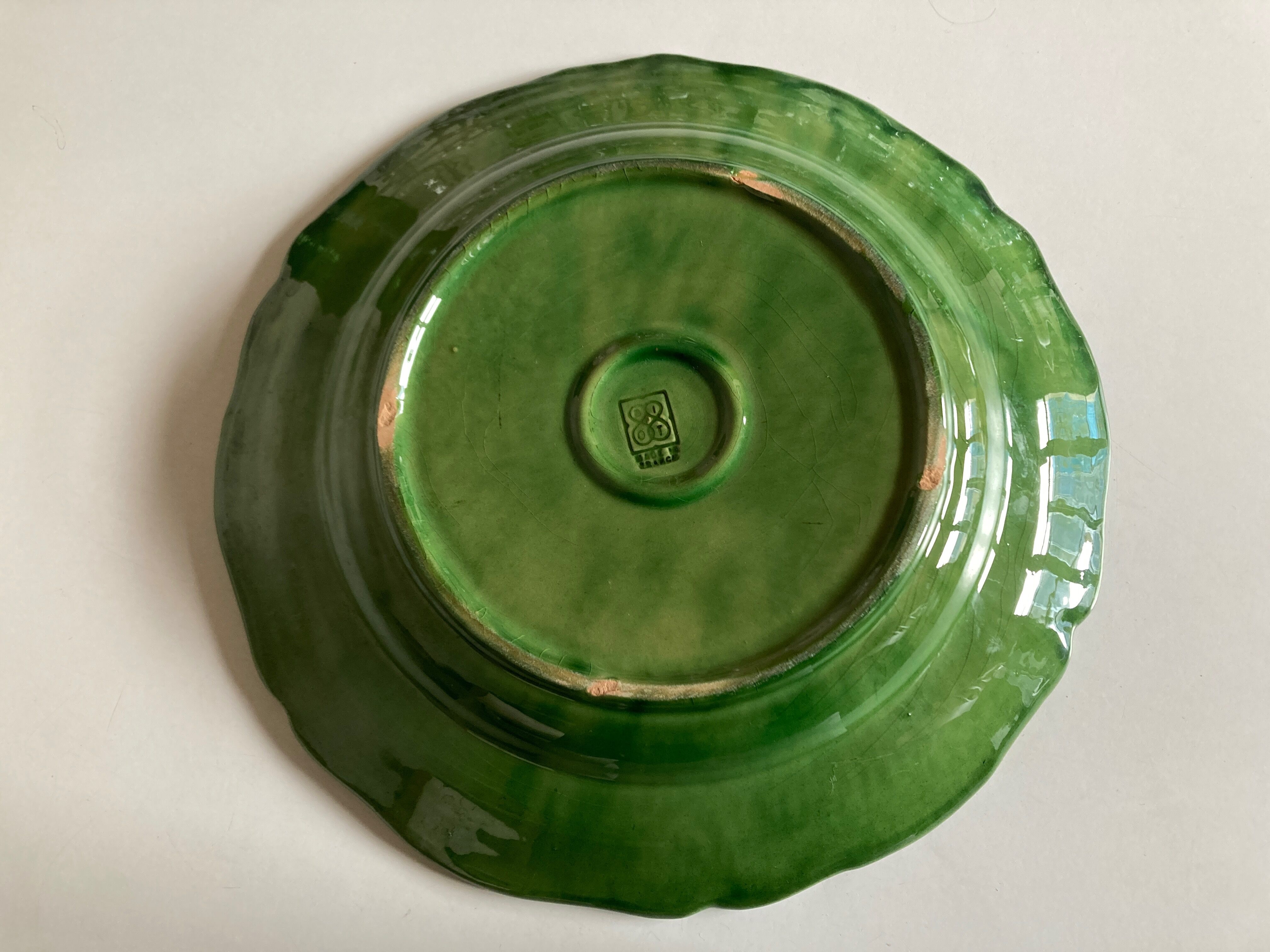 Glazed clay dish Biot verte XXL 1960