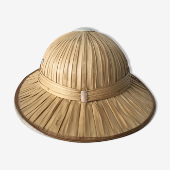 Chapeau colonial en paille tressée