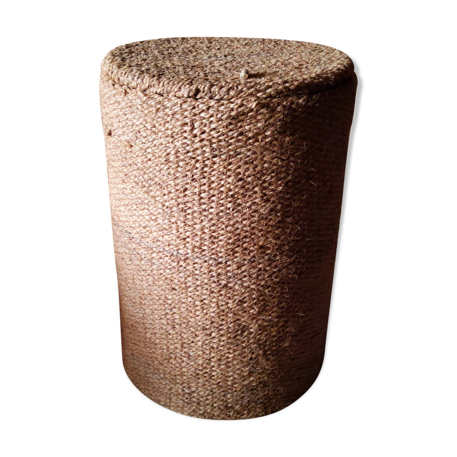 Basket in jute sea rush and wood from the 70s
