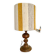 Large vintage lamp with turned wooden base, wool and rope striped lampshade