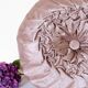 round pleated cushion in pink beige silk