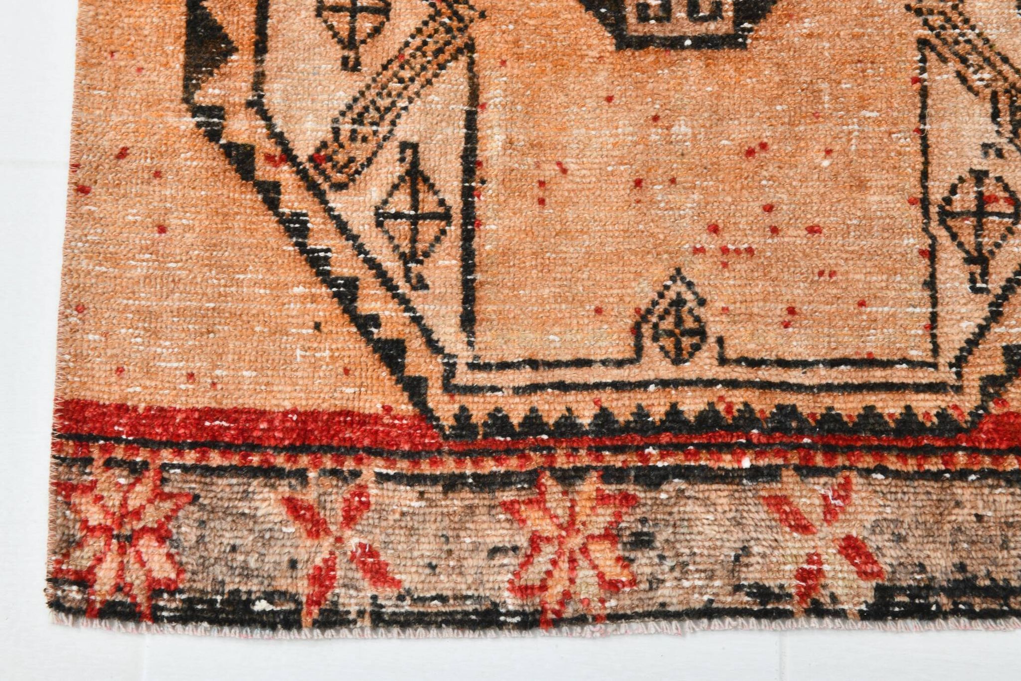3x10 Peach Orange Handmade Wool Runner Rug, 81x293Cm