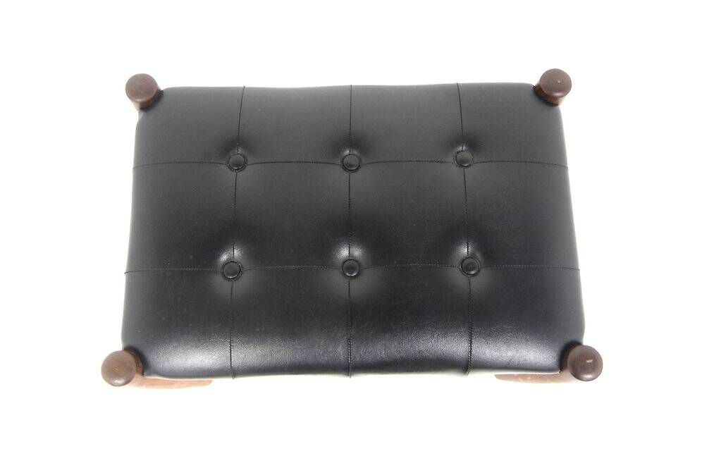 Scandinavian footrest in teak and faux leather, Sweden, 1960.