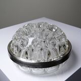 Large crystal flower pick with vintage silver metal rim Reims 31 alveol