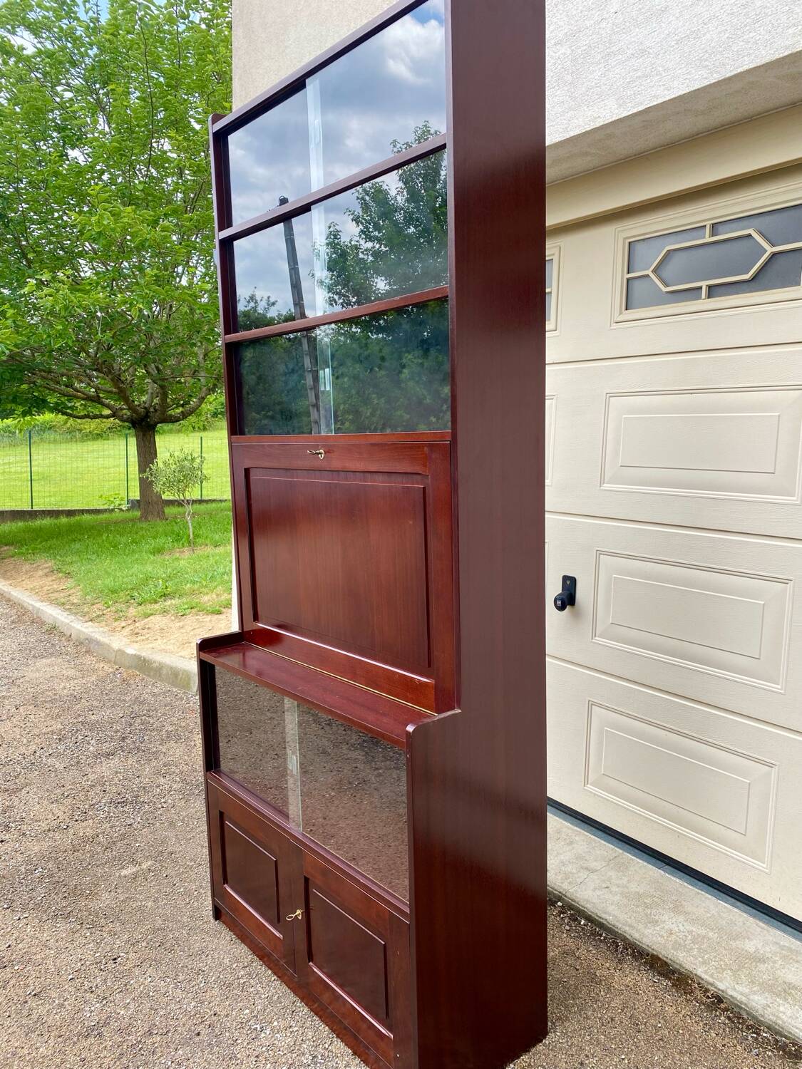 Vintage bar desk library display cabinet secretary with floors