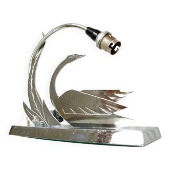 LW Paris "swan" lamp in silver metal, circa 1940