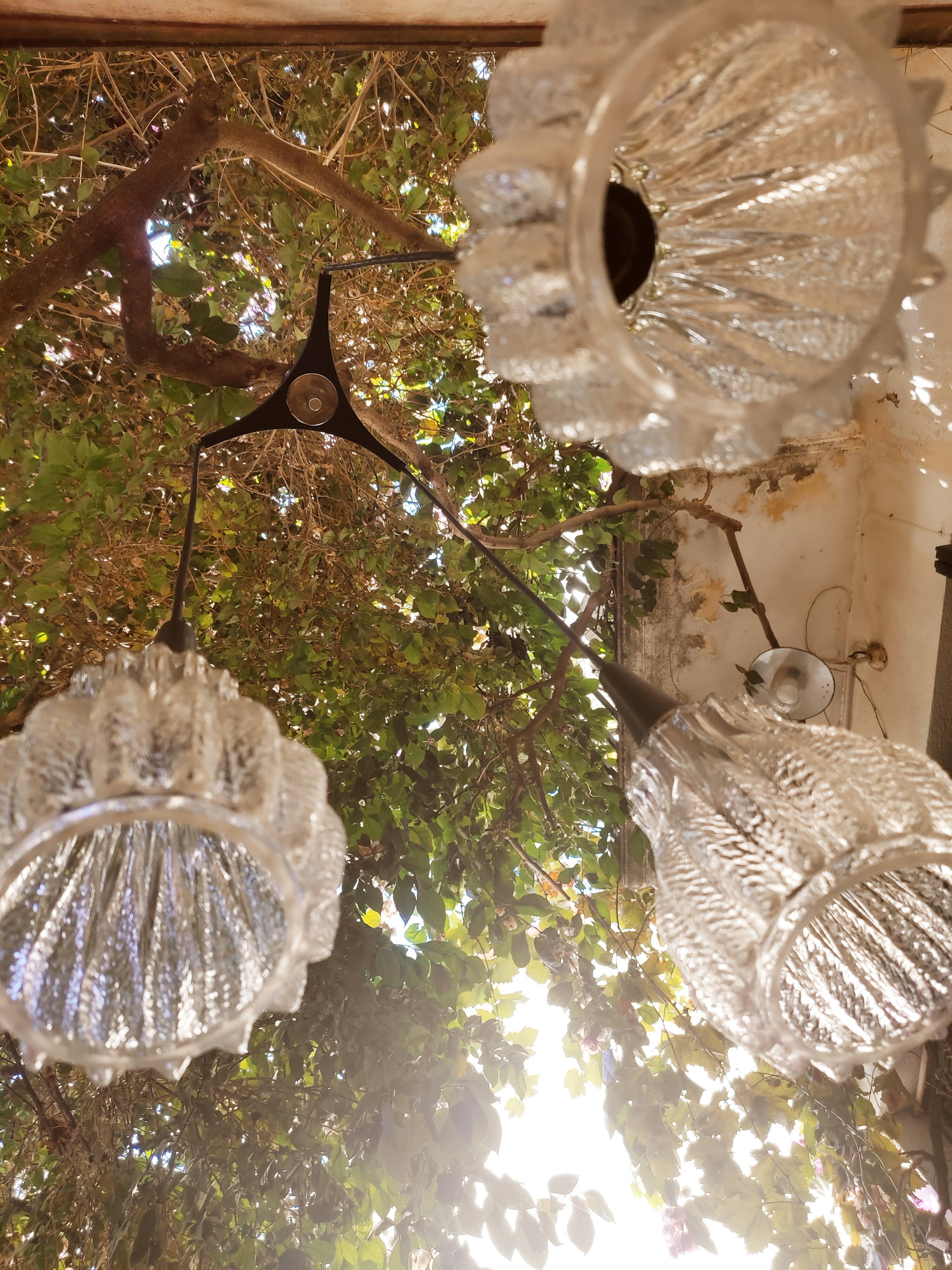 Three-light waterfall chandelier