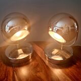 Paire de lampes design Space Age 1960 chromées