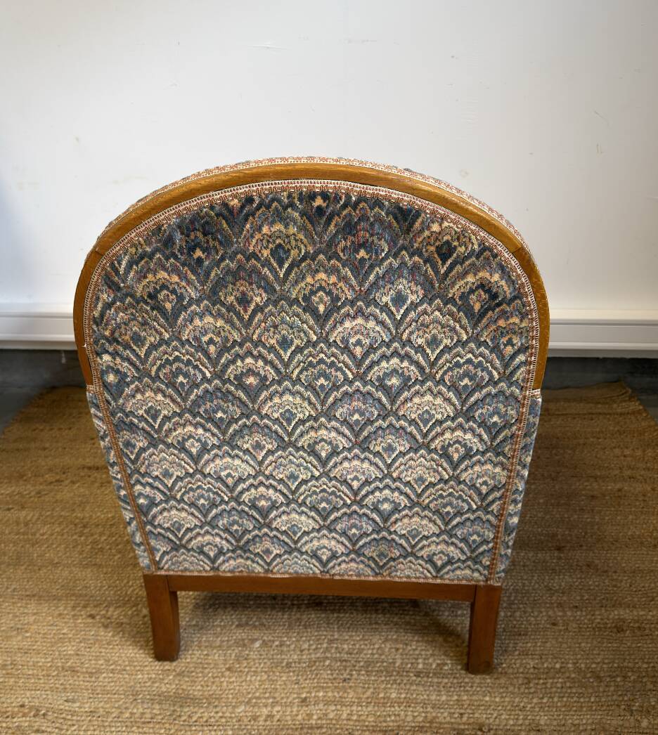 Vintage Art Deco club chair in curved wood