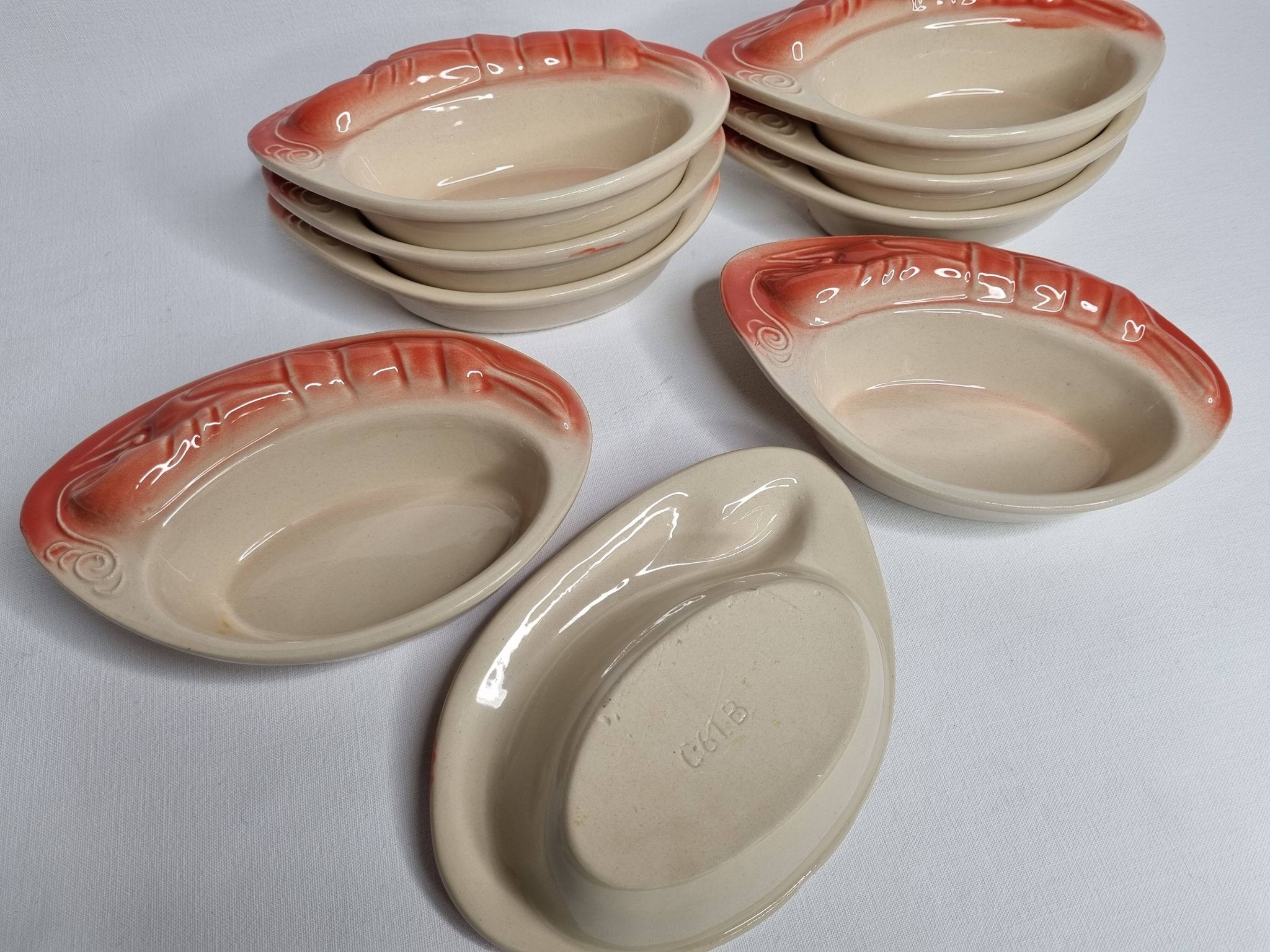 Set of 9 Vintage "Crayfish" Ceramic Bowls, "Charles Amand"