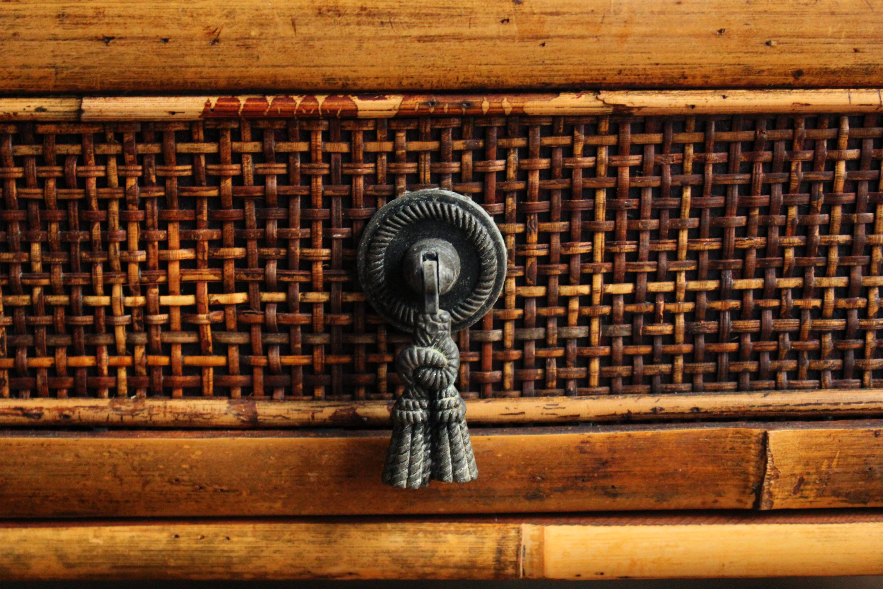 Office or bedroom storage furniture in rattan and wicker