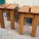 Paire de tabourets en orme, Maison Regain, v.1980