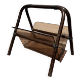 Rattan and Plexiglass magazine rack by Marc Held