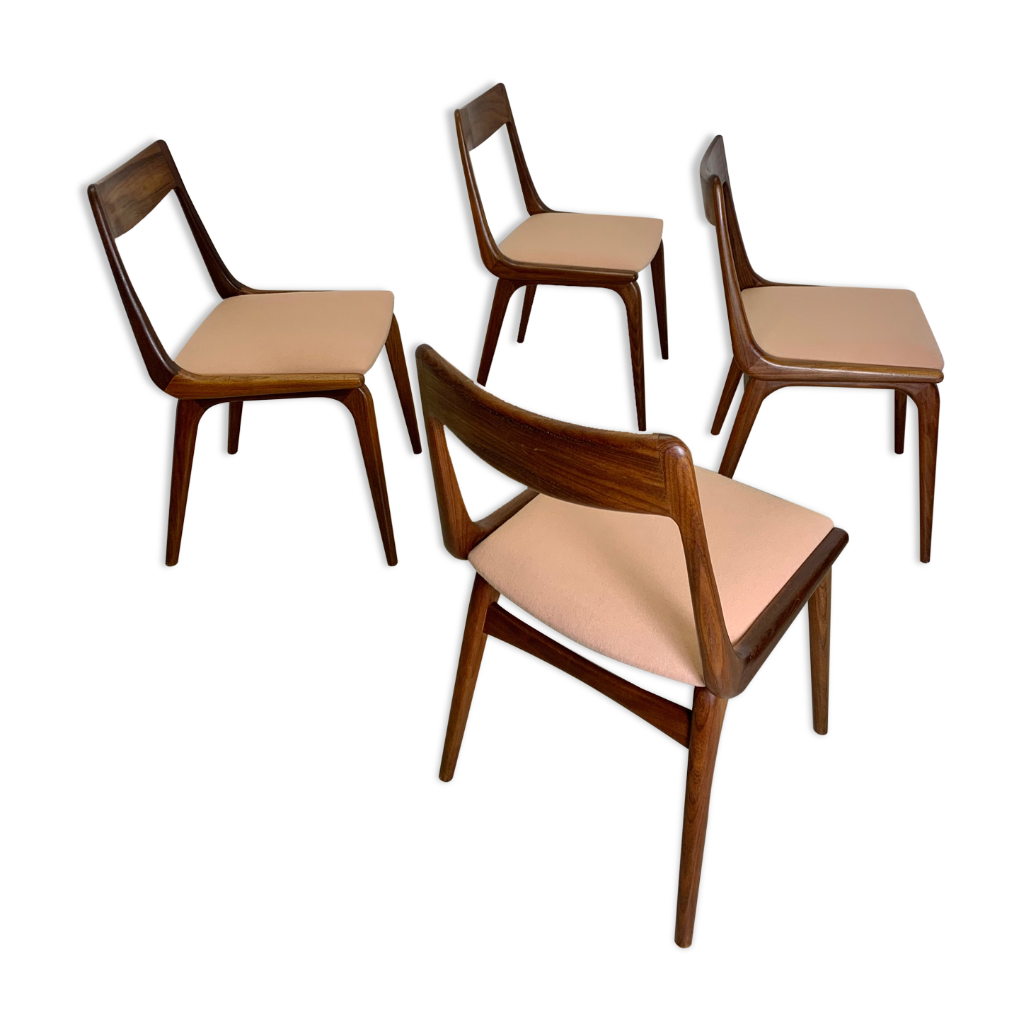 4x Alfred Christensen for Slagelse Møbelvaerk 'Boomerang' Dining Chairs