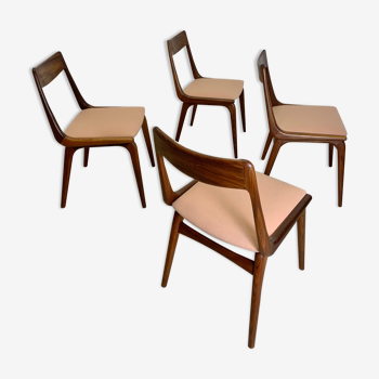 4x Alfred Christensen for Slagelse Møbelvaerk 'Boomerang' Dining Chairs