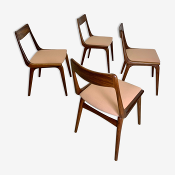 4x Alfred Christensen pour les chaises de salle à manger Slagelse Møbelvaerk 'Boomerang'
