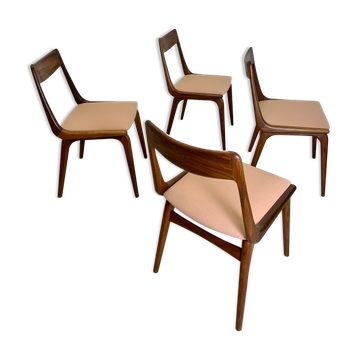 4x Alfred Christensen for Slagelse Møbelvaerk 'Boomerang' Dining Chairs