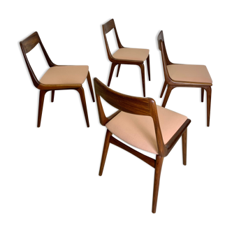 4x Alfred Christensen pour les chaises de salle à manger Slagelse Møbelvaerk 'Boomerang'