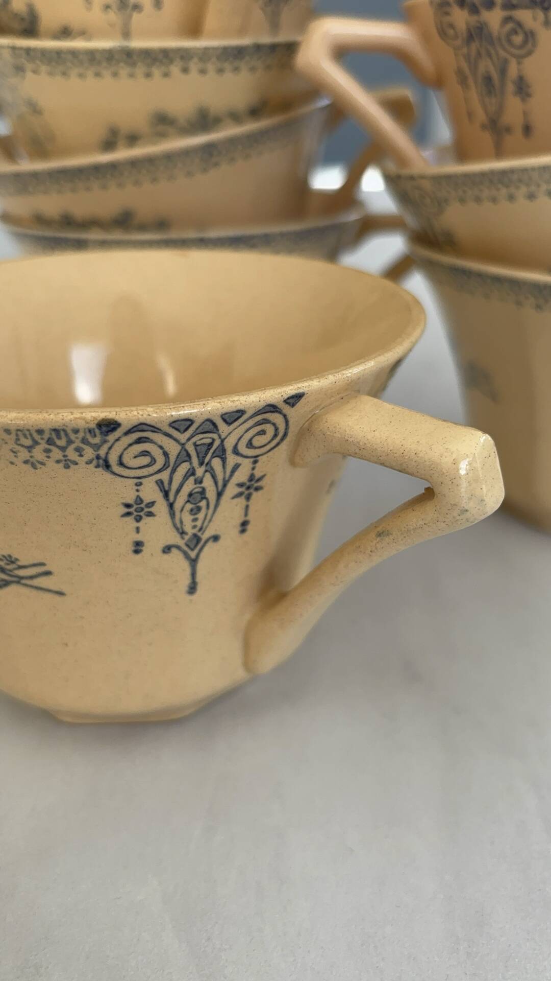 Iron earth tea cup St Amand - antique French earthenware with patina