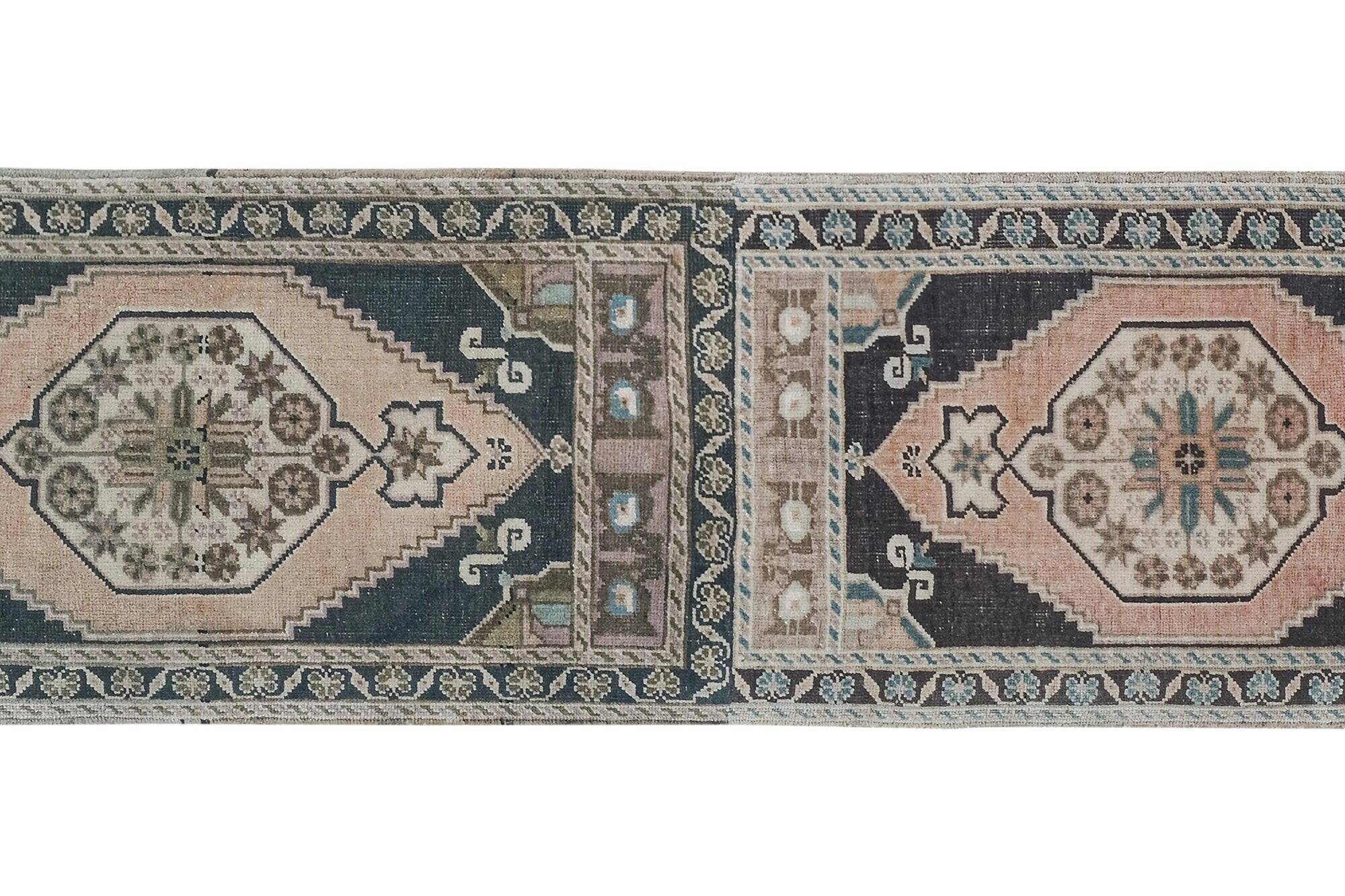 Vintage Turkish hallway rug 52x197 cm
