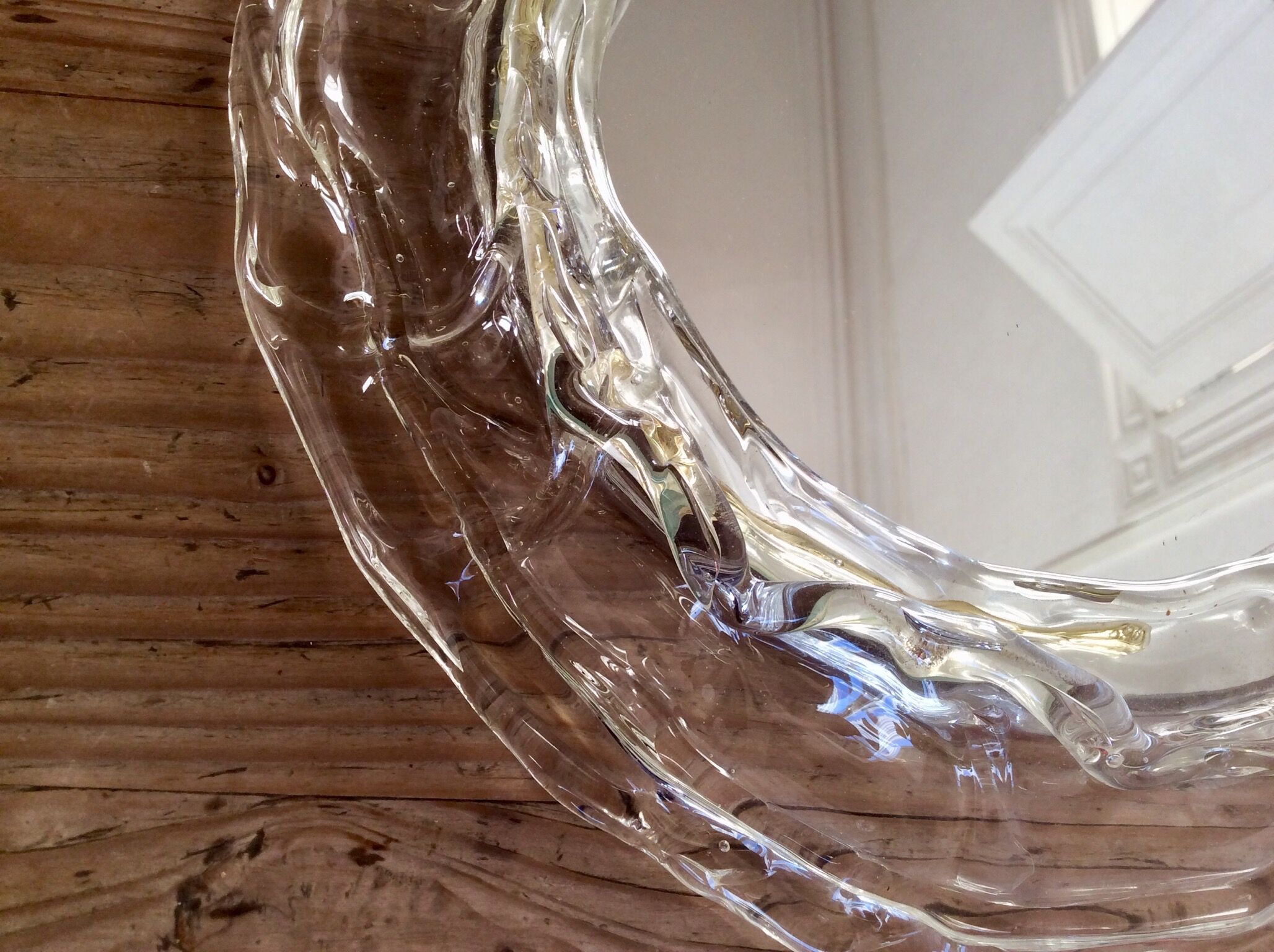 Round mirror with glass frame, 80s, 28cm