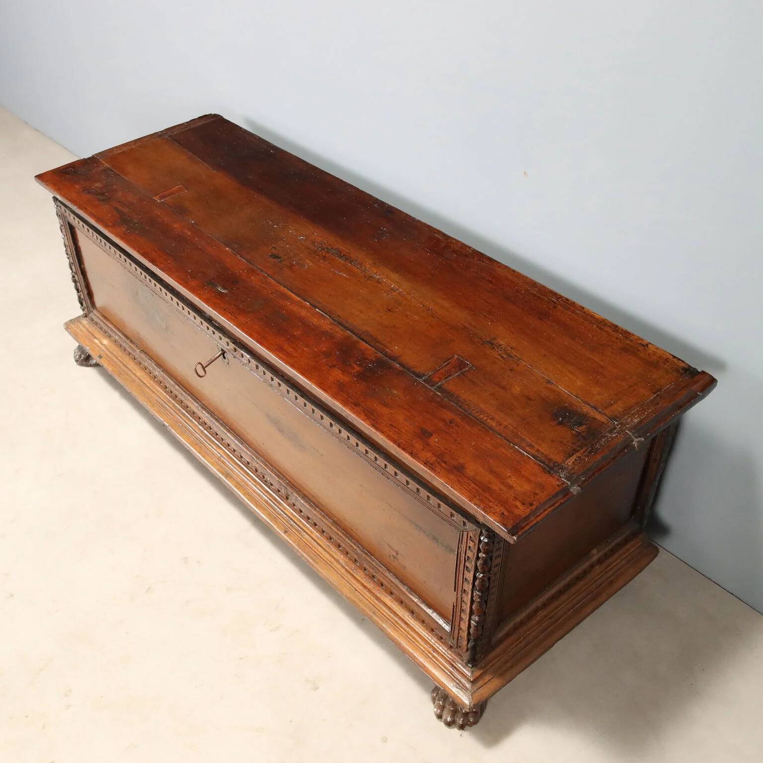 18th-century walnut chest with mouldings