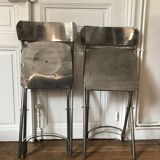 Pair of chrome metal folding chairs