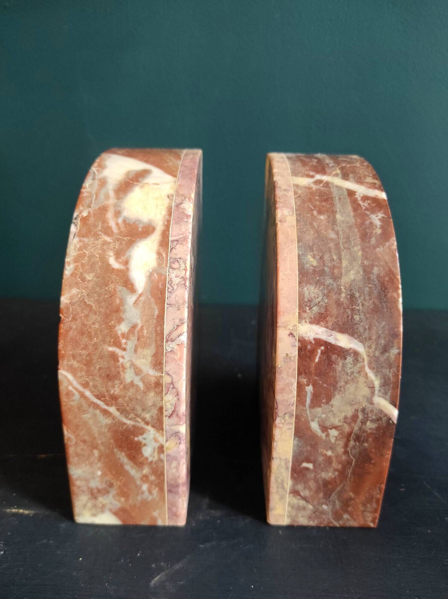 Pair of French vintage marble bookends, art Deco
