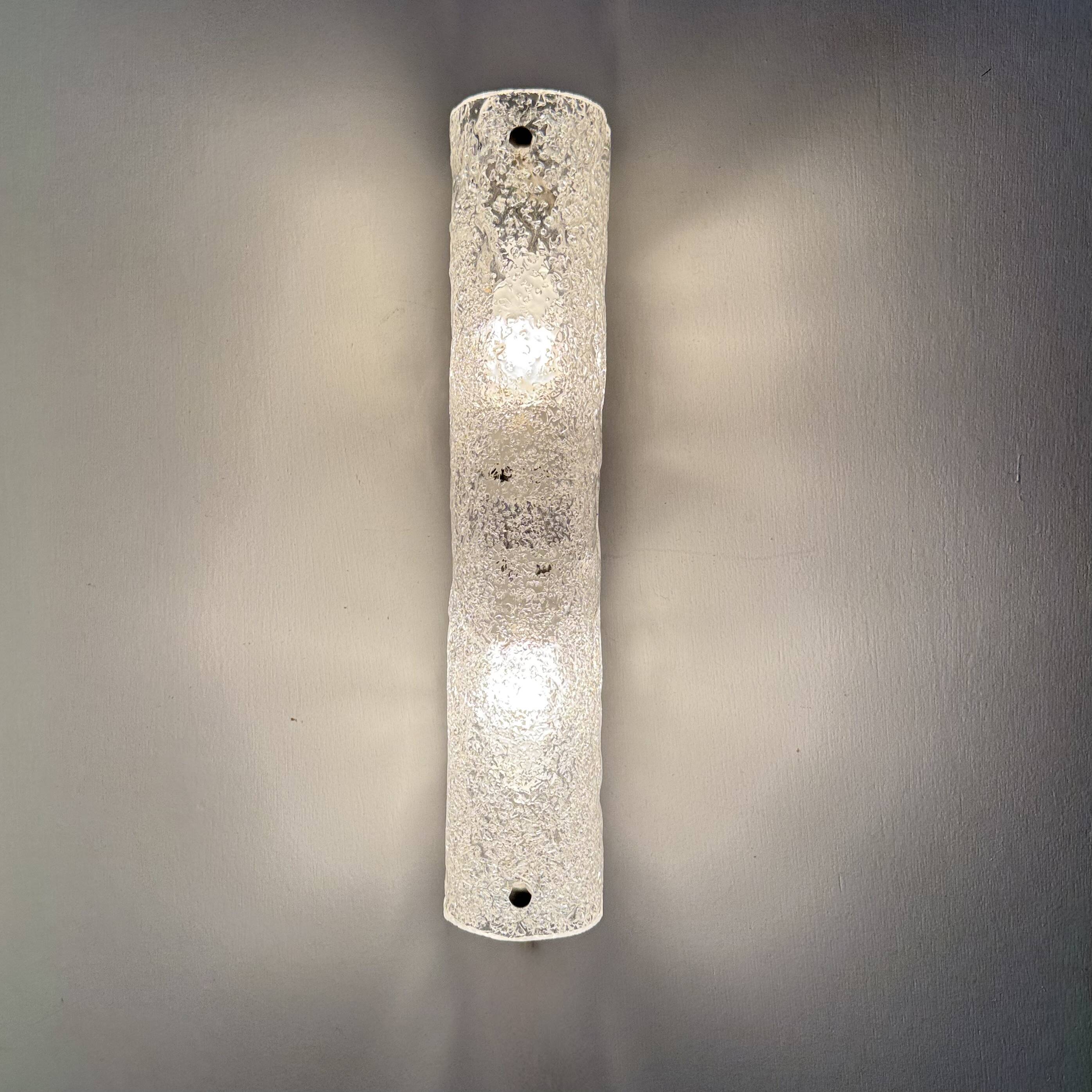 Applique murale en verre glacé vintage, années 1970