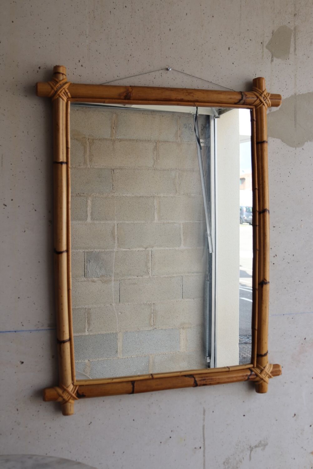Miroir croix en bambou vintage