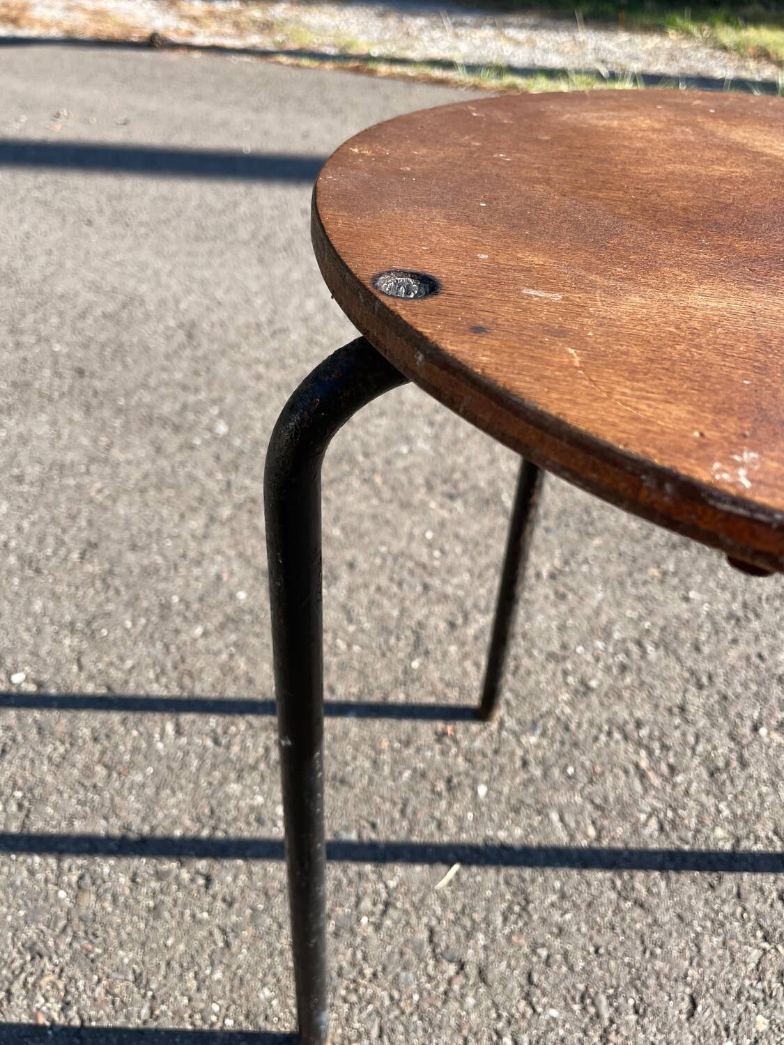 Wooden and metal workshop stool