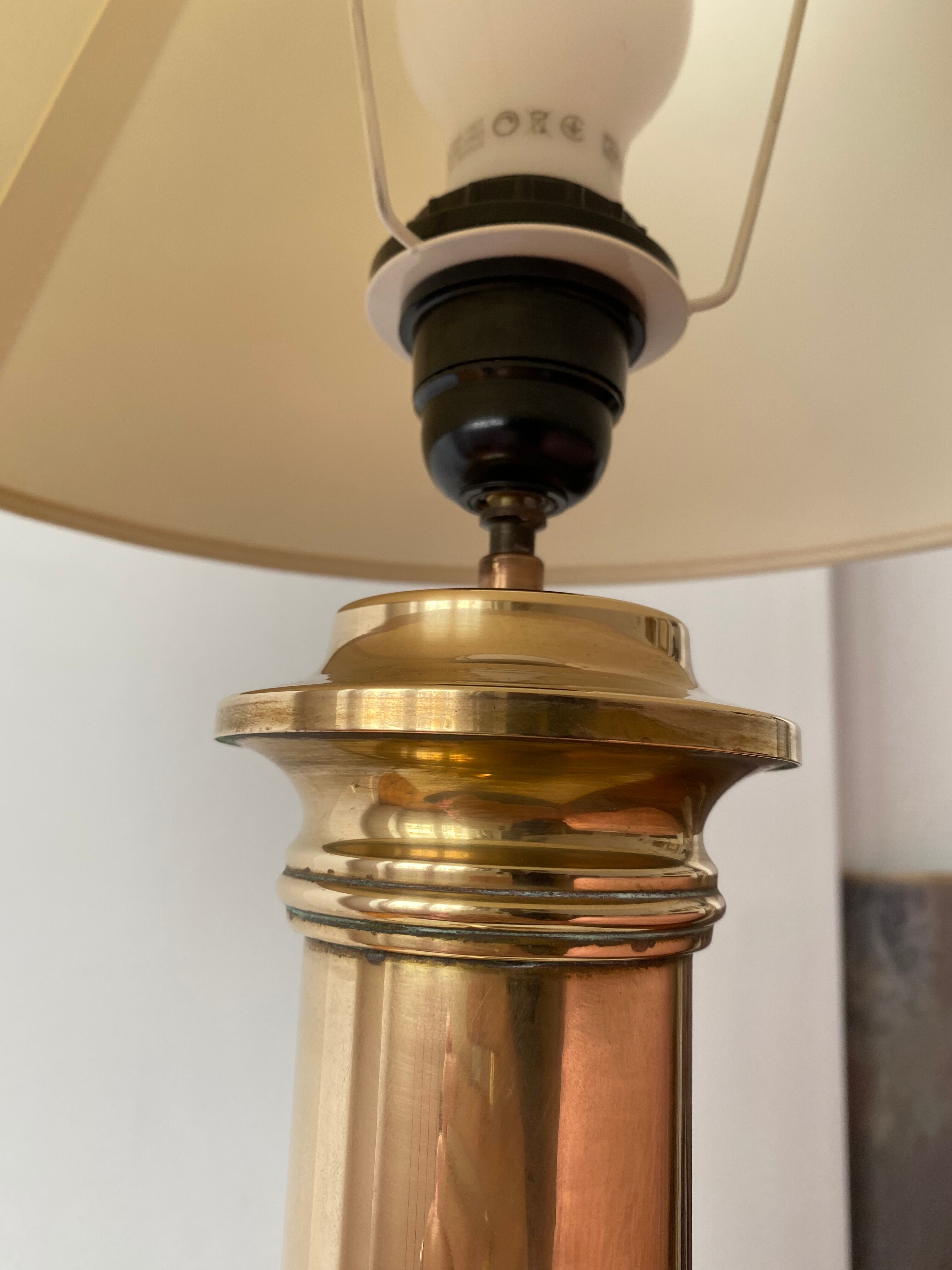 Brass column lamp neoclassical style 60s vintage