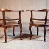 Pair of 1900 living room armchairs with bistro seating