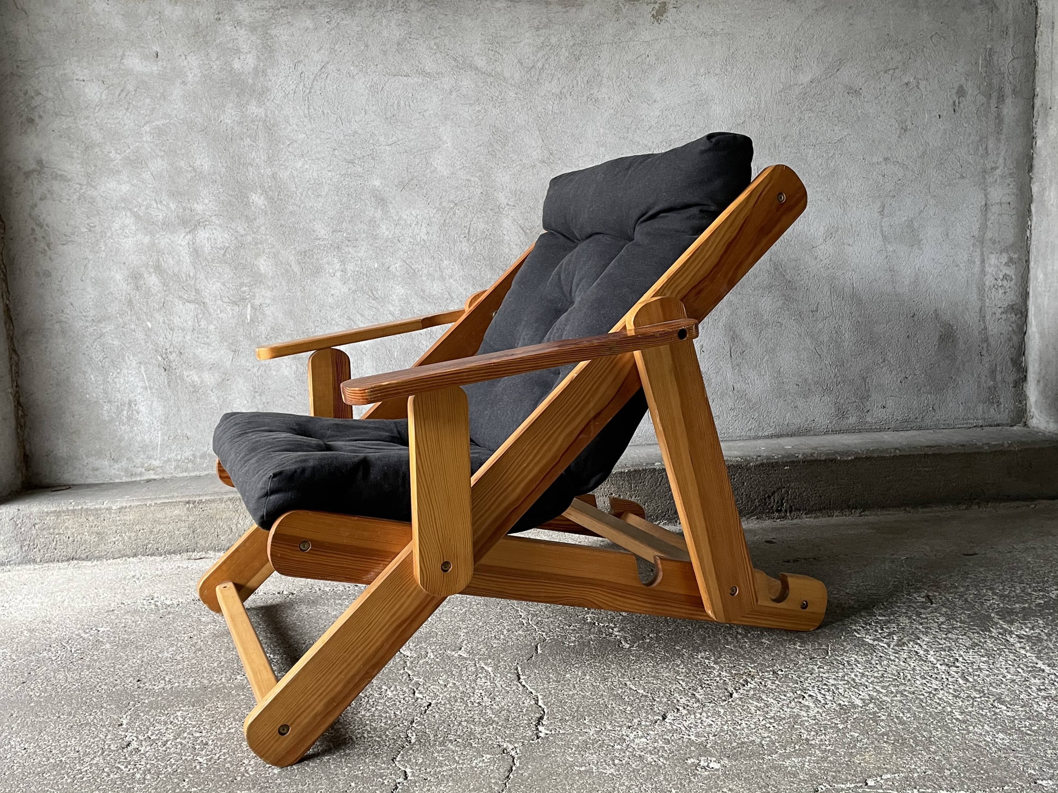 Fauteuil scandinave inclinable et pliable par Gillis Lundgren, 1970s