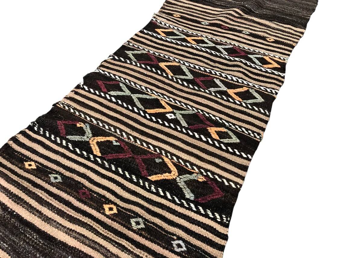 Neutral Vintage Wool Kilim Runner
