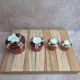 Antique majolica barbotine set – tray and 4 small pots – Art Nouveau