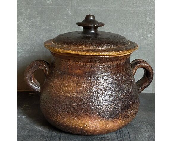Ceramic covered pot by Jean Marais signed, Vallauris 80s