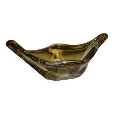 Coupe en cristal jaune et clair vers 1960