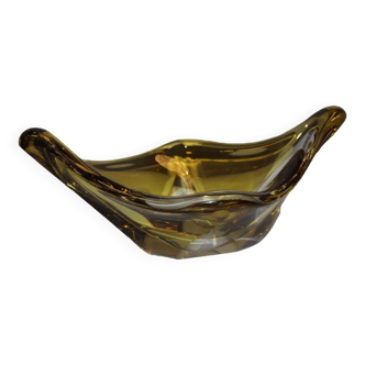 Yellow and clear crystal cup circa 1960
