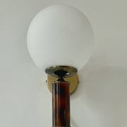 Vintage wooden, brass, and opaline wall light, France, 1970.