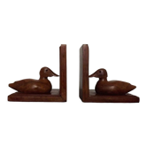 Pair of hand-carved wooden bookends