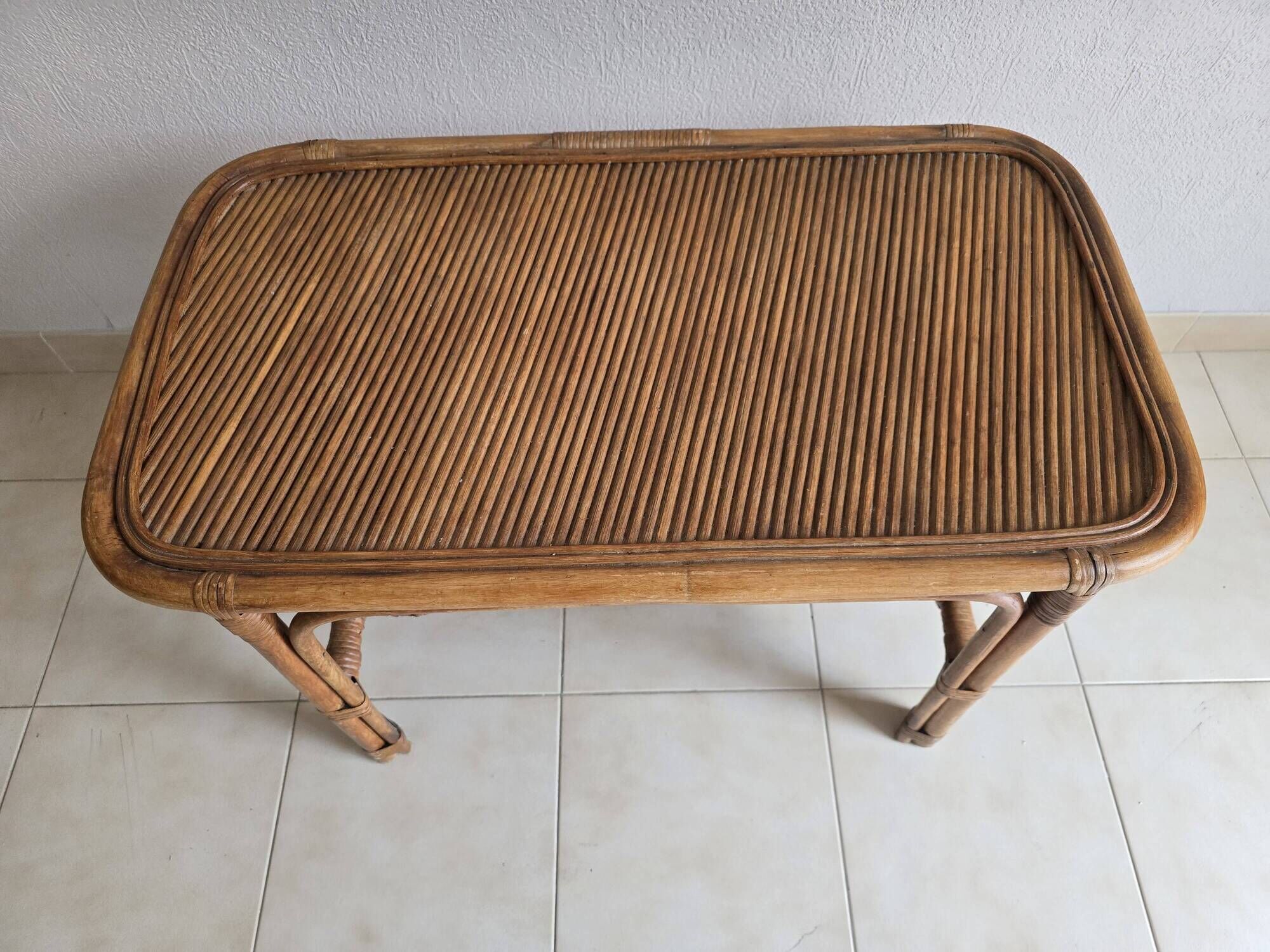 Vintage coffee table in rattan and cane – 1960s/70s
