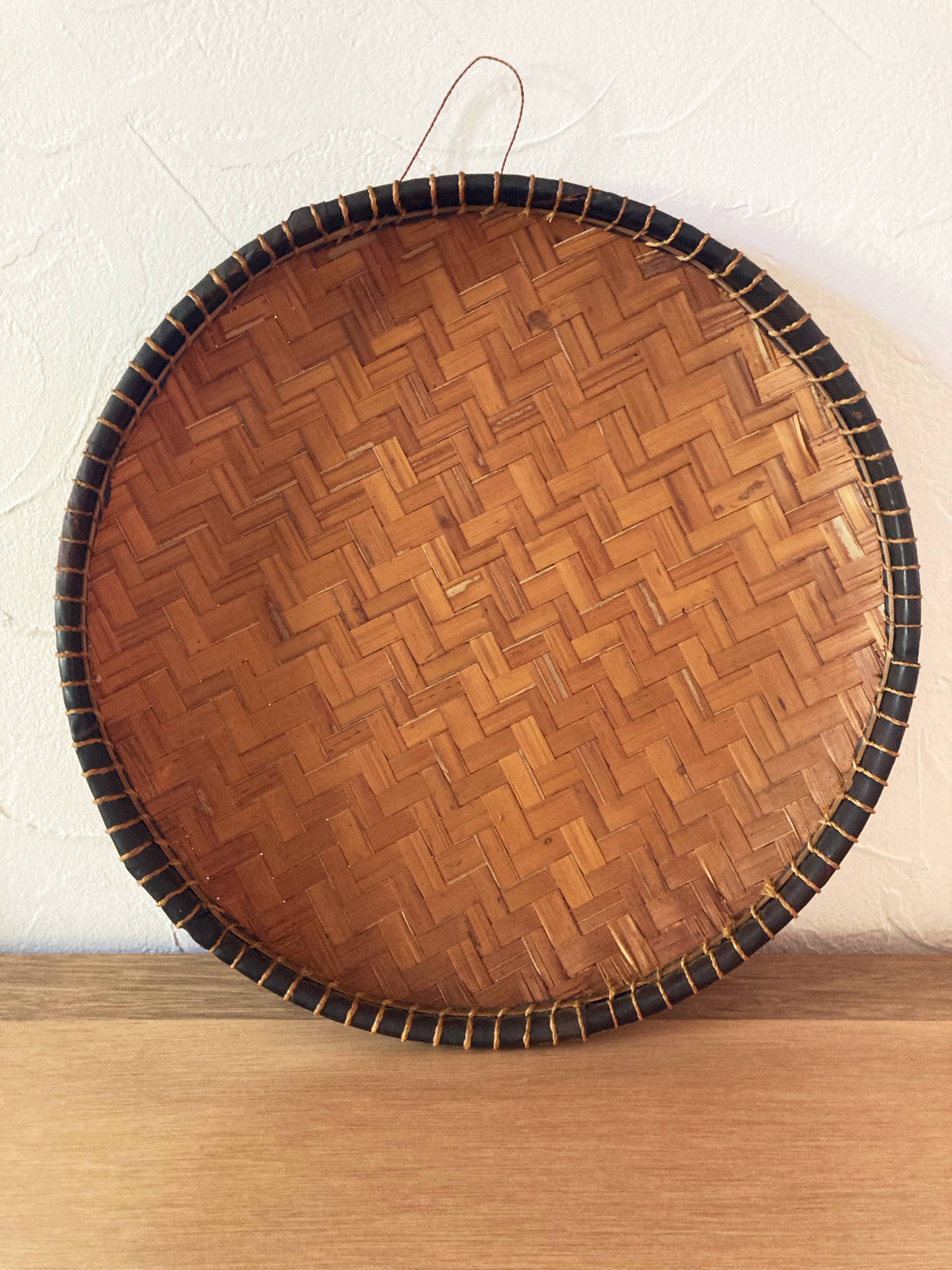 Bamboo and leather fruit basket