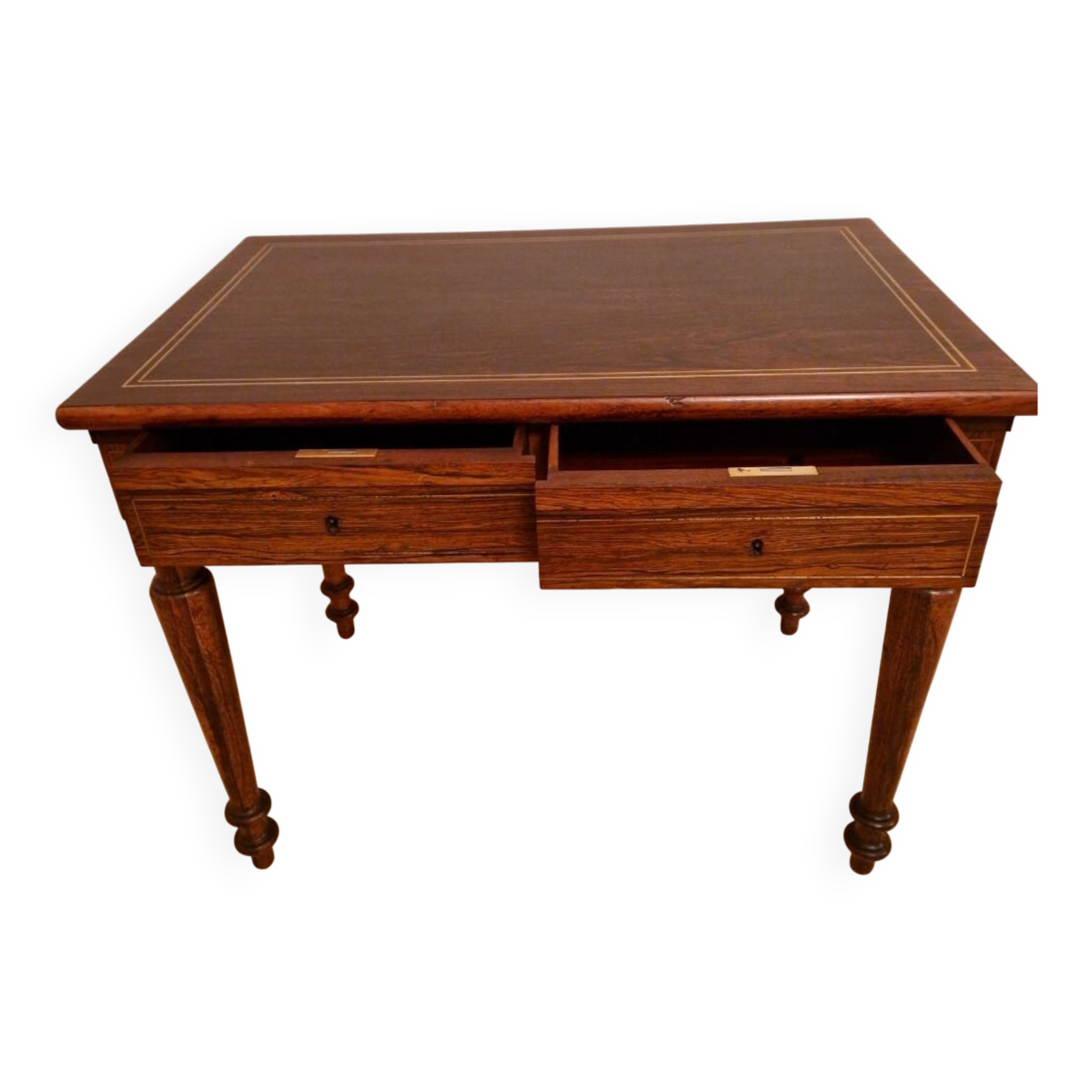 Restored antique Louis XVI style desk with a 19th-century leather top.