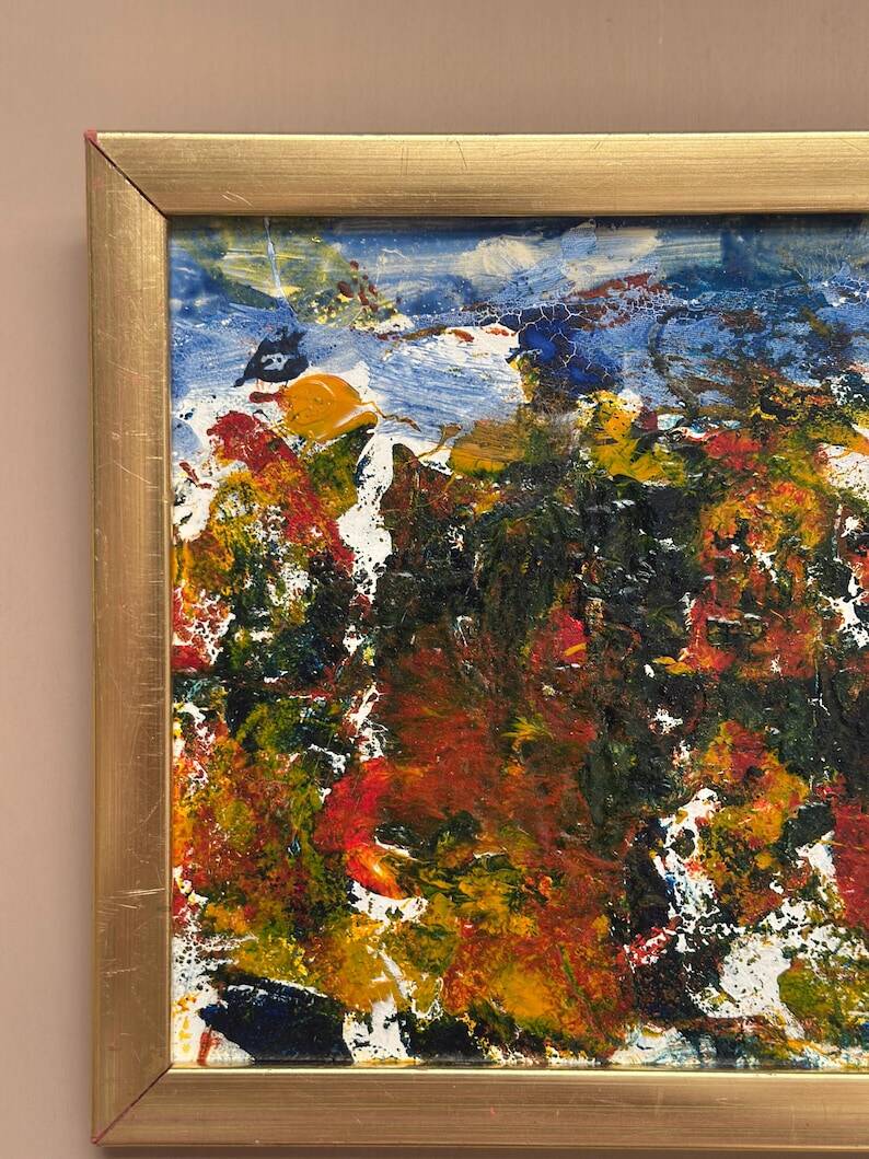 Swedish oil on panel “Folk fran V” by Unknown Artist, Vintage & Framed 27×26cm
