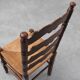 Rustic Oak Ladder-Back Chair with Rush Seat and Cabriole Front Legs, France