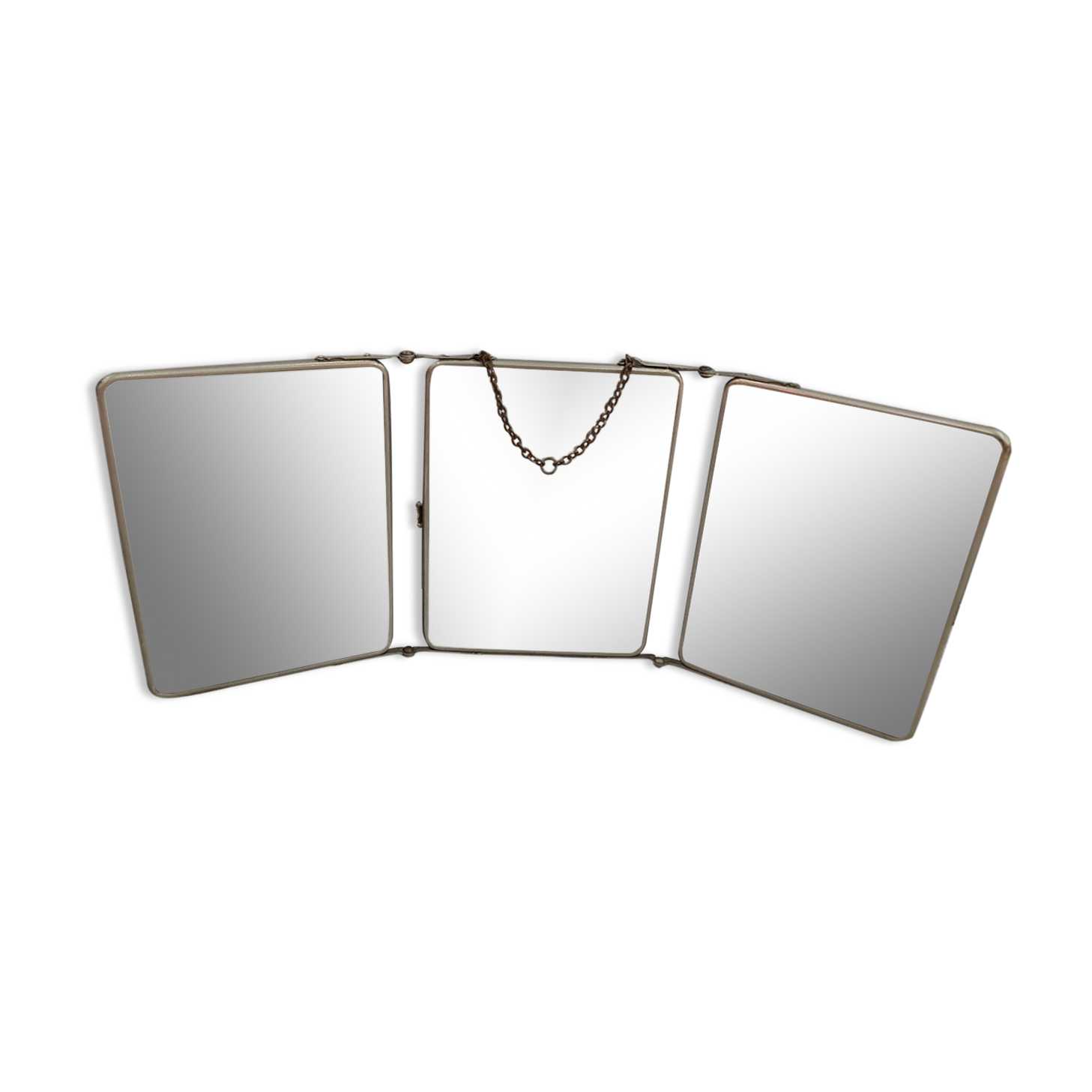 Old barber triptych mirror to put or hang 19x25cm