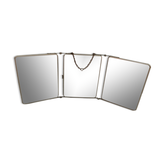 Old barber triptych mirror to put or hang 19x25cm