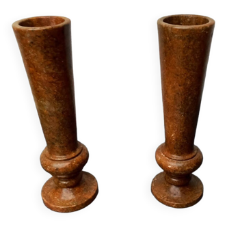 Duo of soliflore vases in granite, superb condition