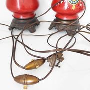 Pair of red lamps from 1900